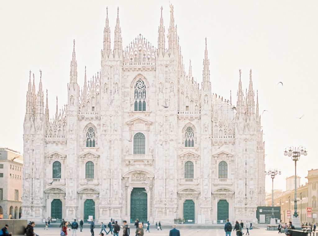 Duomo di Milano during Sunrise photographed on Film Portra 400