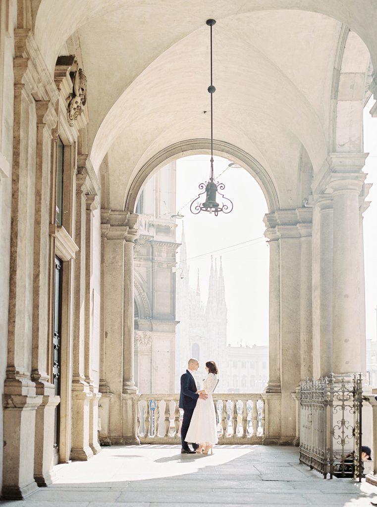 fine art film after wedding photo shooting in Milano, Duomo di Milano, photographer in Italy